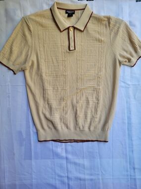 Prestige Original, Men's Beige Short-Sleeve Knit Polo with Contrast Trim